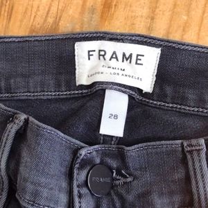Frame Denim Gray Le High Skinny Jeans Raw Edge Slit Rivet Color Fallon Size 28